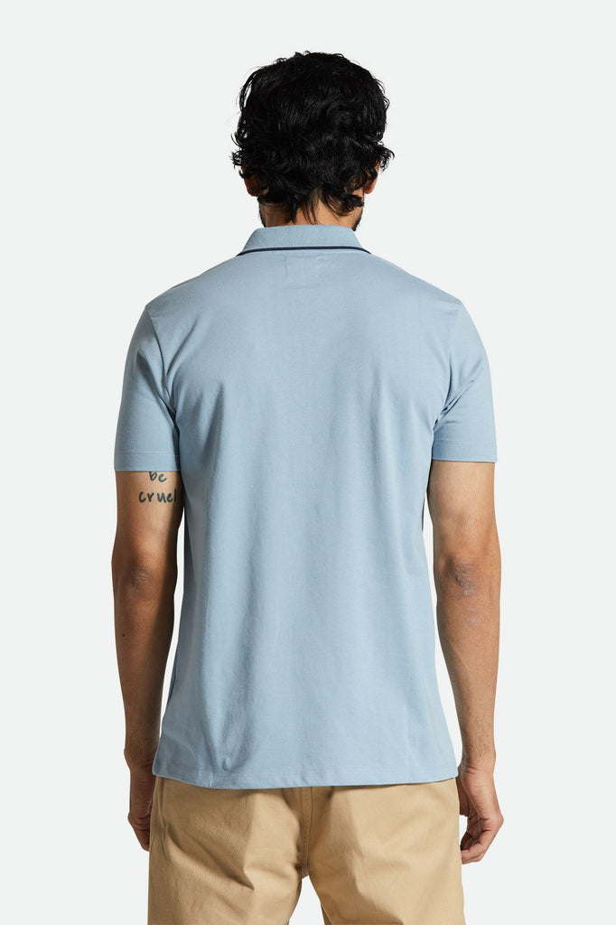Men's Fit, Back View | Mod Flex S/S Polo - Dusty Blue/Washed Navy