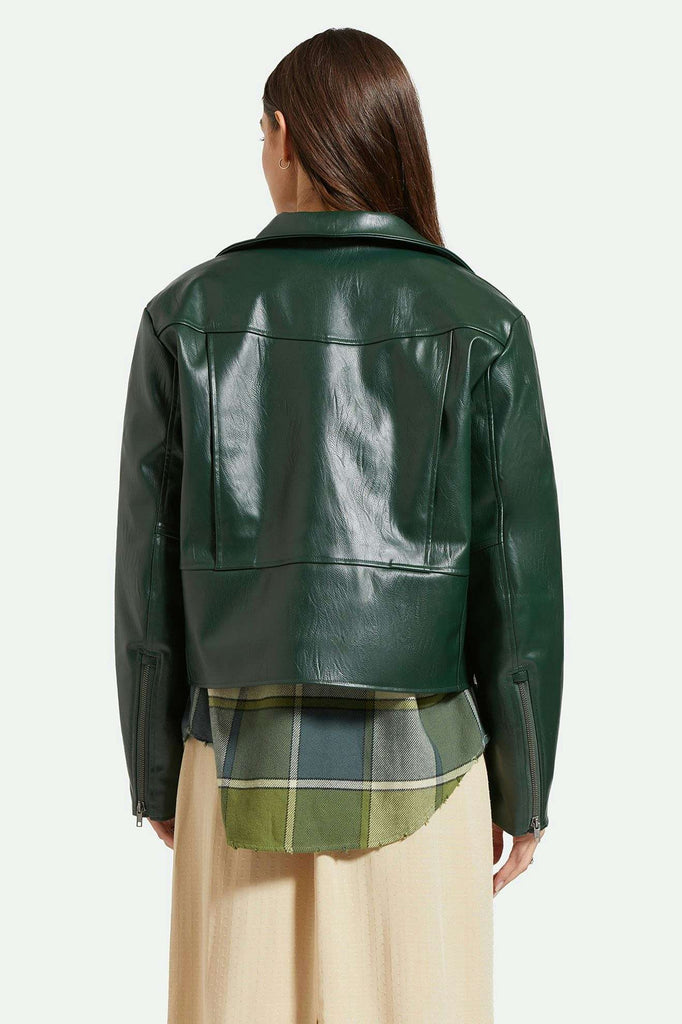 Back Fit Image | The Moto Vegan Leather Jacket - Pine Needle