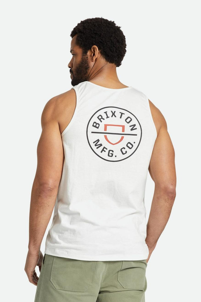 Brixton Crest Tank Top - Off White/Burnt Red