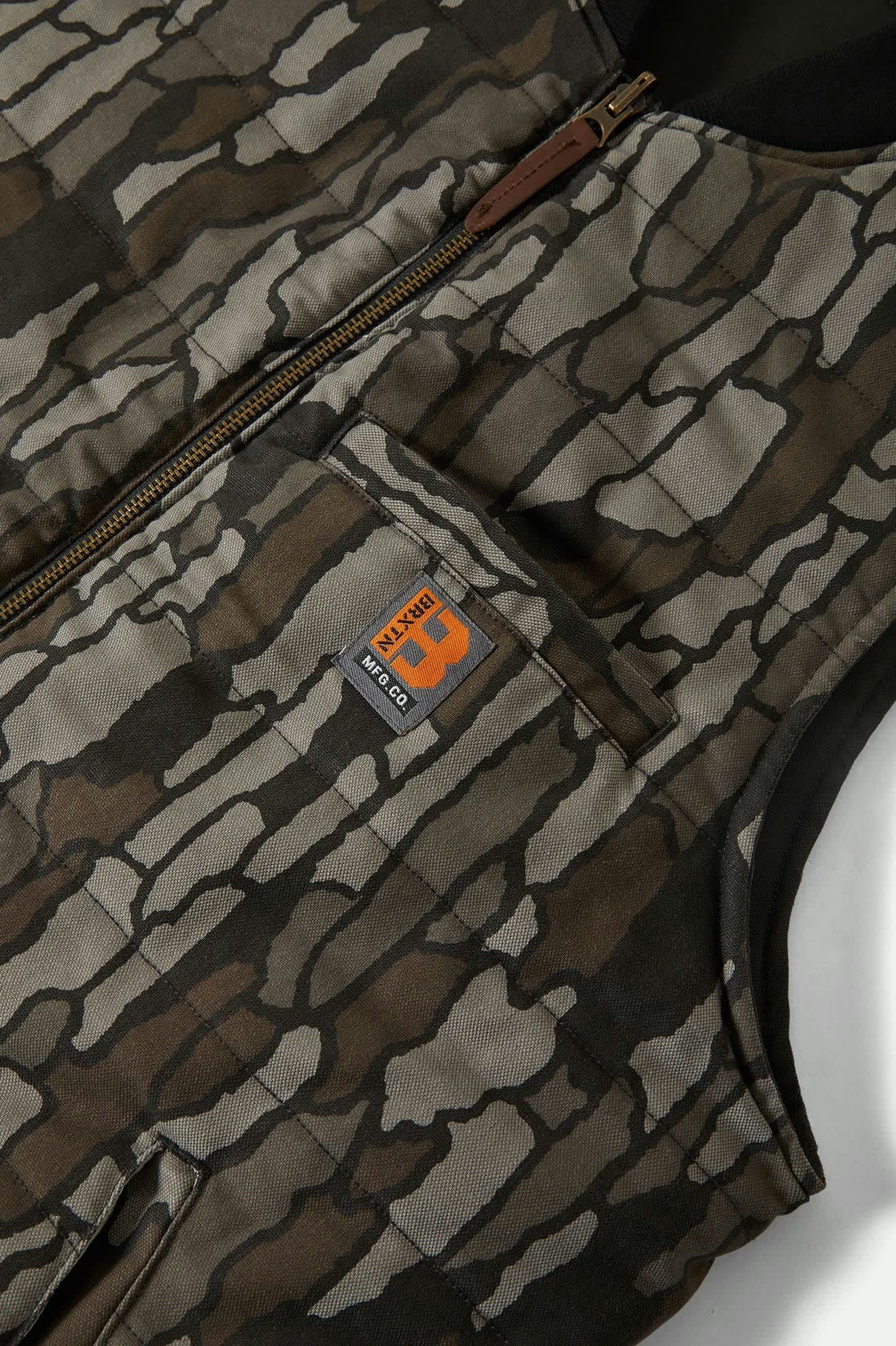 Men's Builders Abraham Reversible Vest in the color Bark Camo - Additional Laydown image