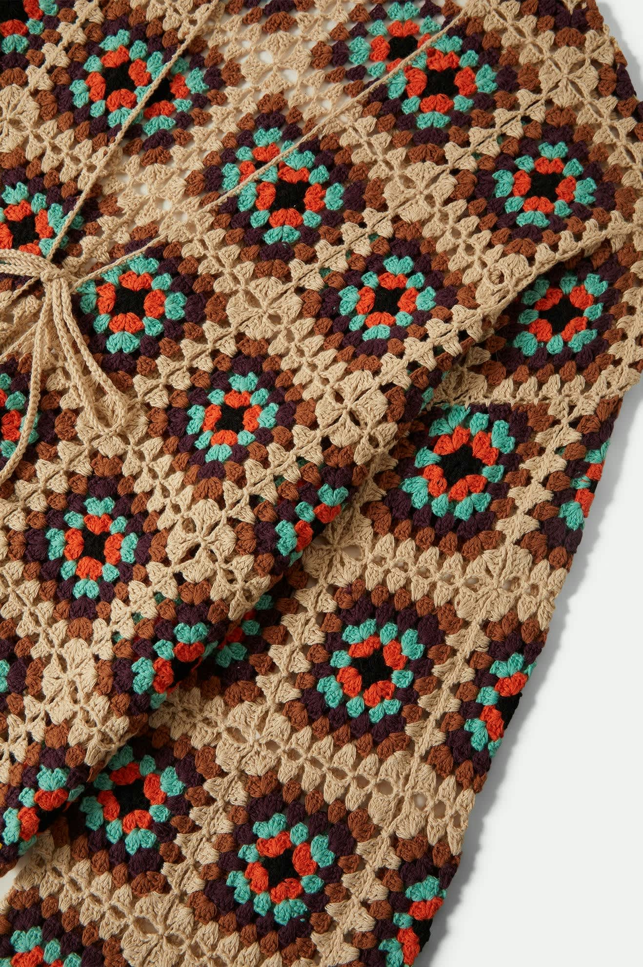 Women's Crochet Knit Kimono in the color Multi Color - Additional Laydown image