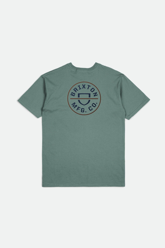 Brixton Men's Crest II S/S Standard Tee - Chinois Green/Washed Navy/Sepia | Back