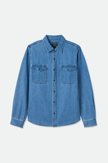 Wayne Stretch L/S Woven Shirt - Washed Indigo