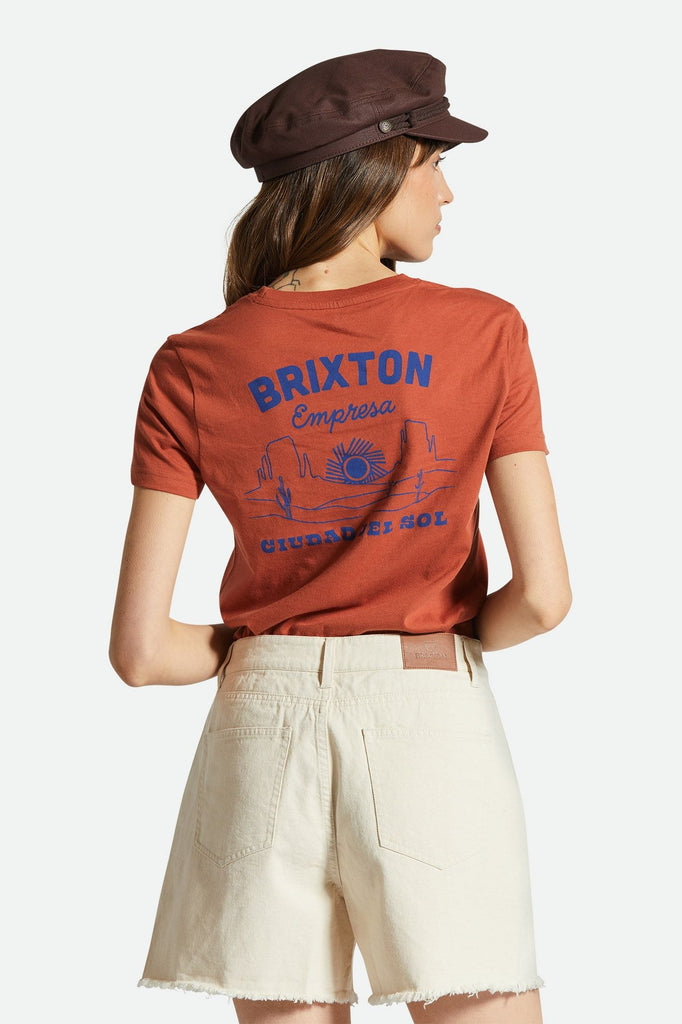 Women's Fit, Back View | Empresa Fitted Crew Tee - Terracotta