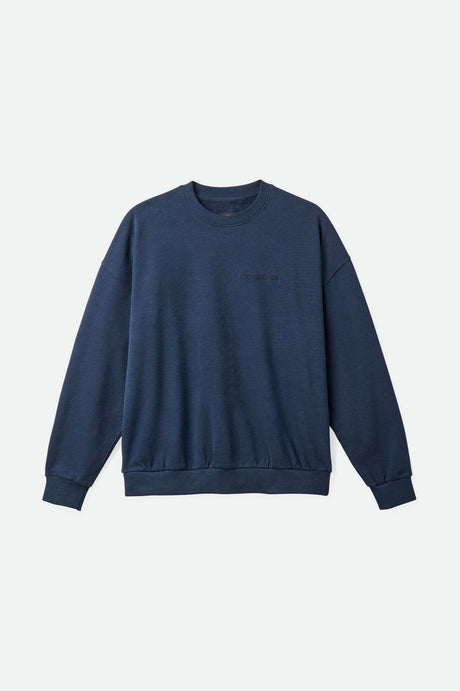 Brixton Men's Embroidered Heavyweight Oversized Crew - Washed Navy | Main