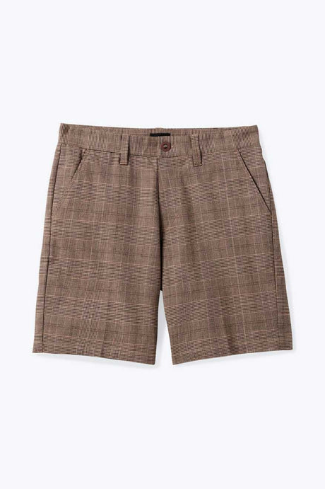 Brixton Men's Choice Chino Short 9" - Brown/Cream Houndstooth | Main