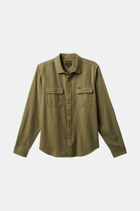 Brixton Men's Bowery Lightweight Ultra Soft L/S Flannel - Olive Surplus | Profile