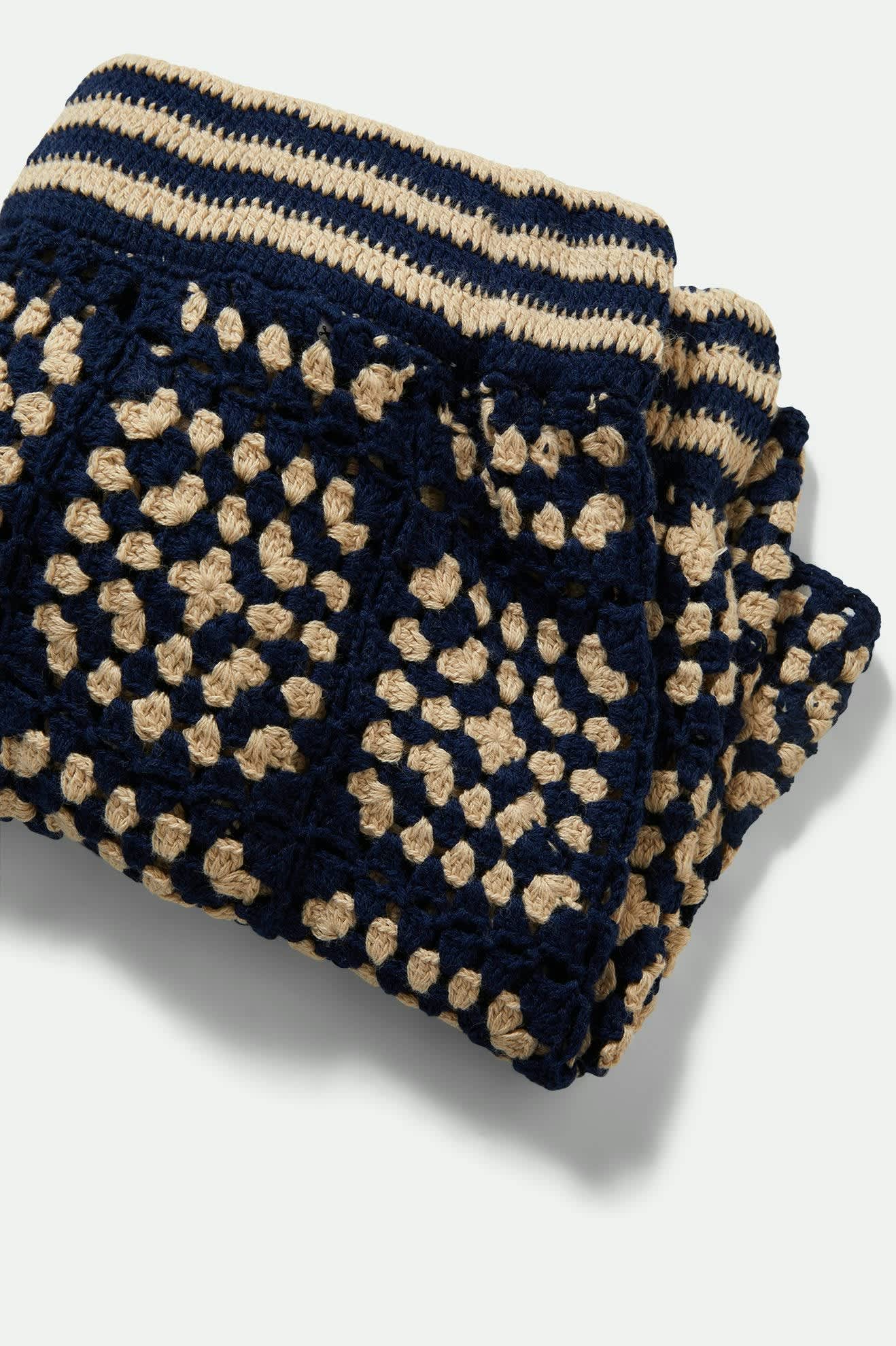 Women's Crochet Short in the color Mood Indigo/Off White - Additional Laydown image