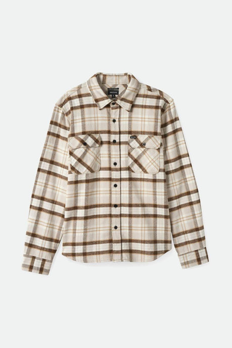 Brixton Men's Bowery Heavyweight L/S Flannel - Beige/Off White/Desert Palm | Profile