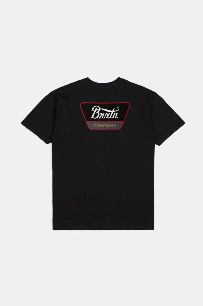 Brixton Men's Linwood S/S Standard T-Shirt - Black/Casa Red/White | Back