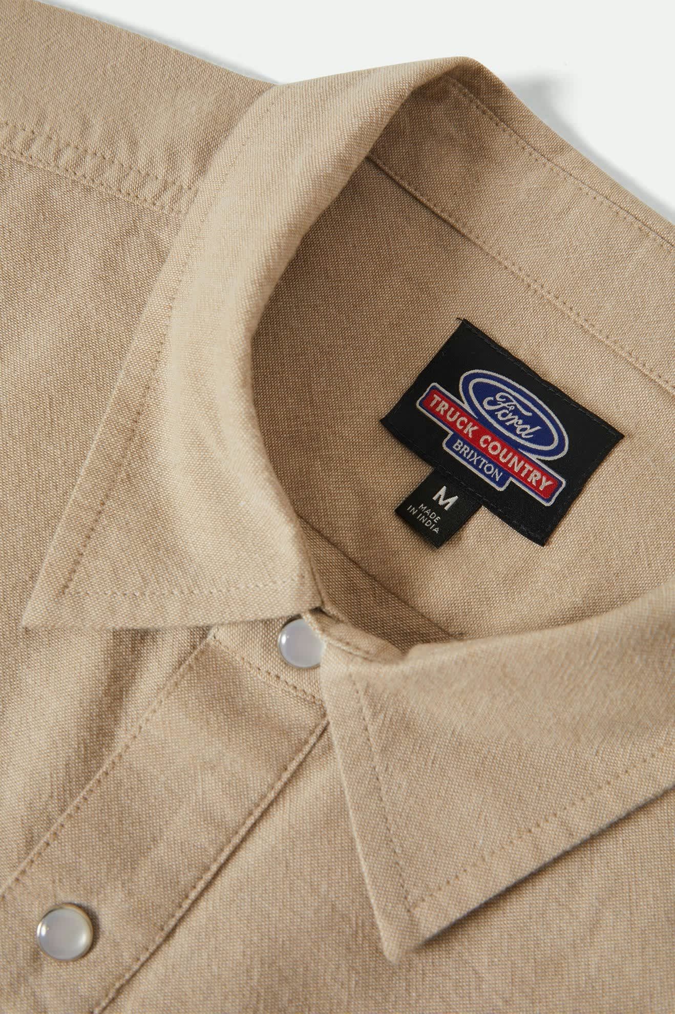 Men's Ford S/S Western Shirt in the color Khaki - Additional Laydown image