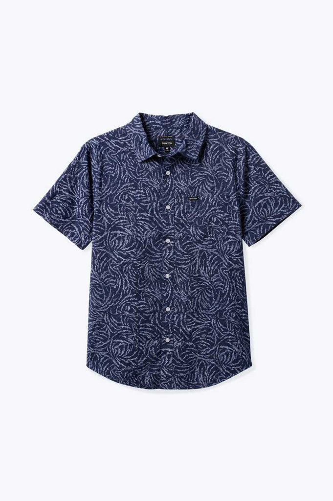 Brixton Men's Charter Print S/S Shirt - Washed Navy/Dusty Ripple | Profile