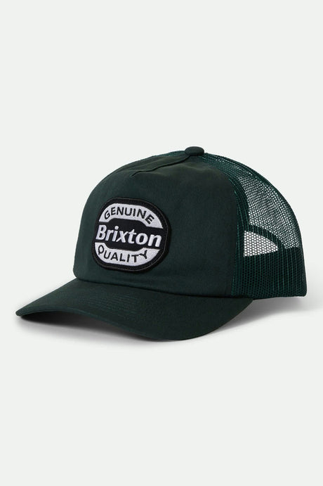 Unisex Keaton Netplus Trucker Hat in the color Deep Forest/Deep Forest - Front Product View