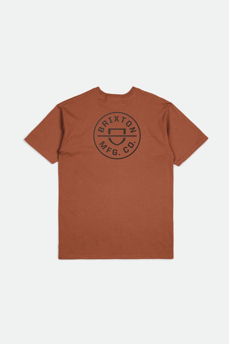 Brixton Men's Crest II S/S Standard Tee - Terracotta/Washed Black | Back