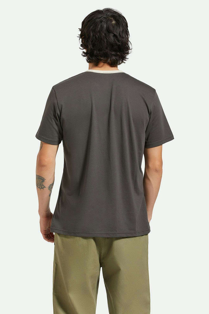 Back Fit Image | Varsity Ringer T-Shirt - Washed Black Worn Wash