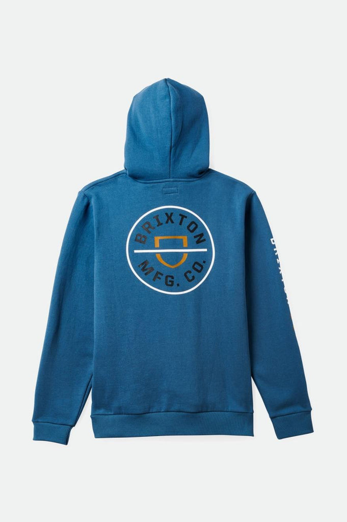 Brixton Crest Hood - Ocean Blue/Golden Brown