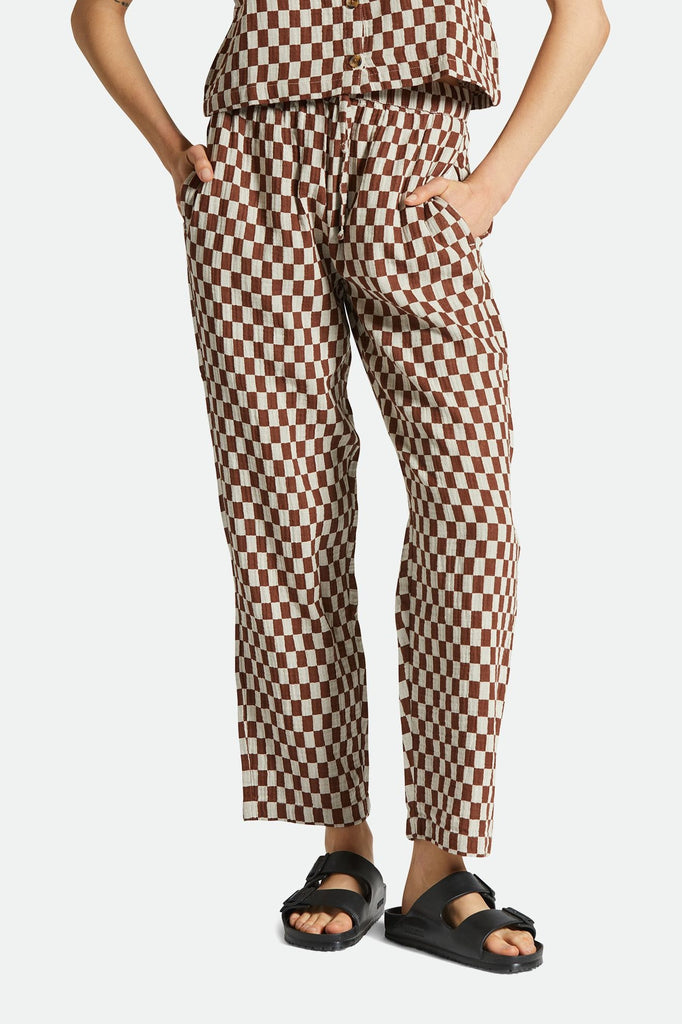 Women's Fit, Front View | Mykonos Small Check Pant - Sepia