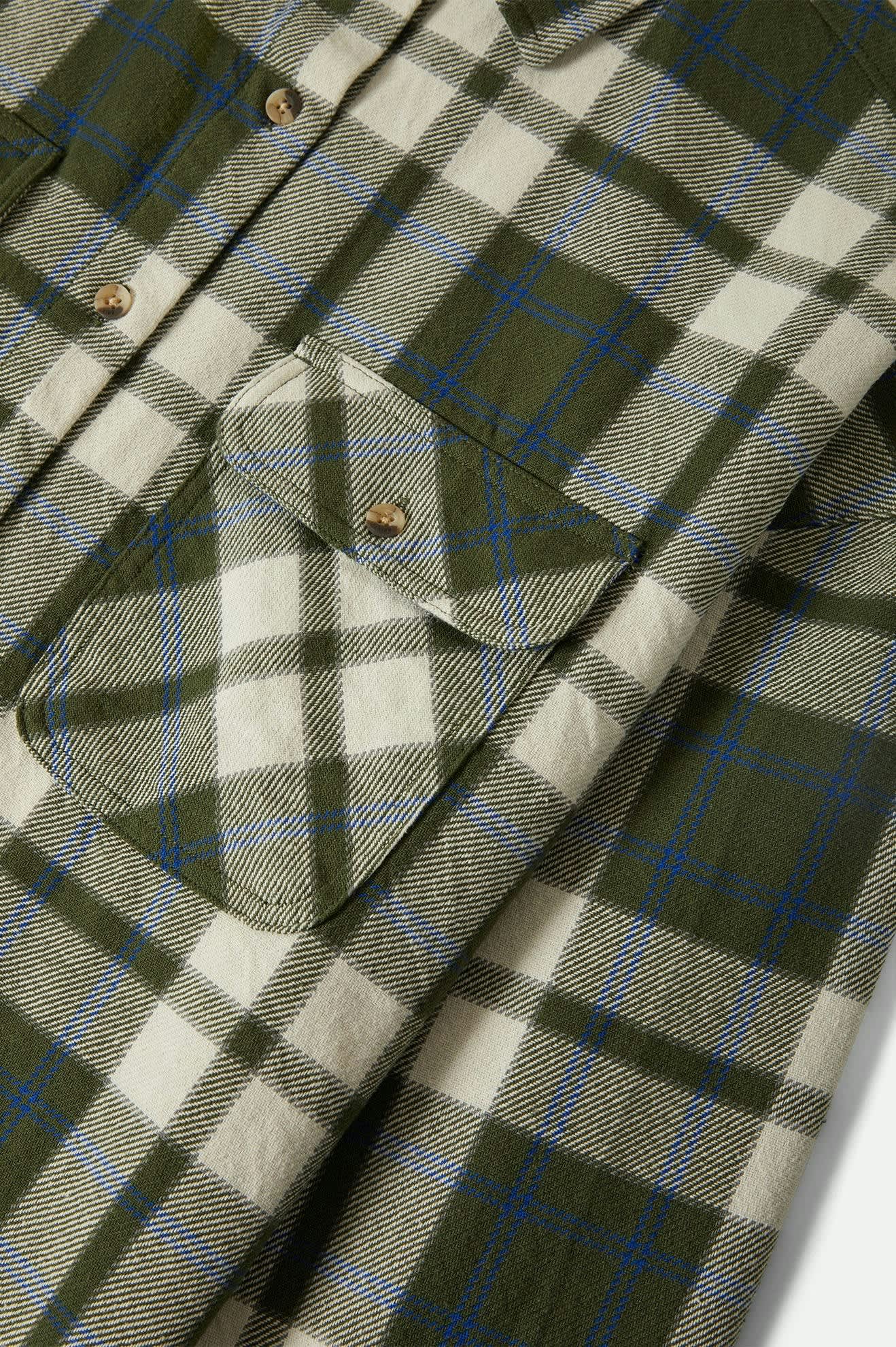 Women's Bowery Vintage L/S Overshirt in the color Green/Blue - Additional Laydown image