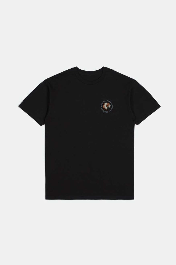 Brixton Men's Revere S/S Standard T-Shirt - Black/Persimmons Orange Worn Wash | Profile