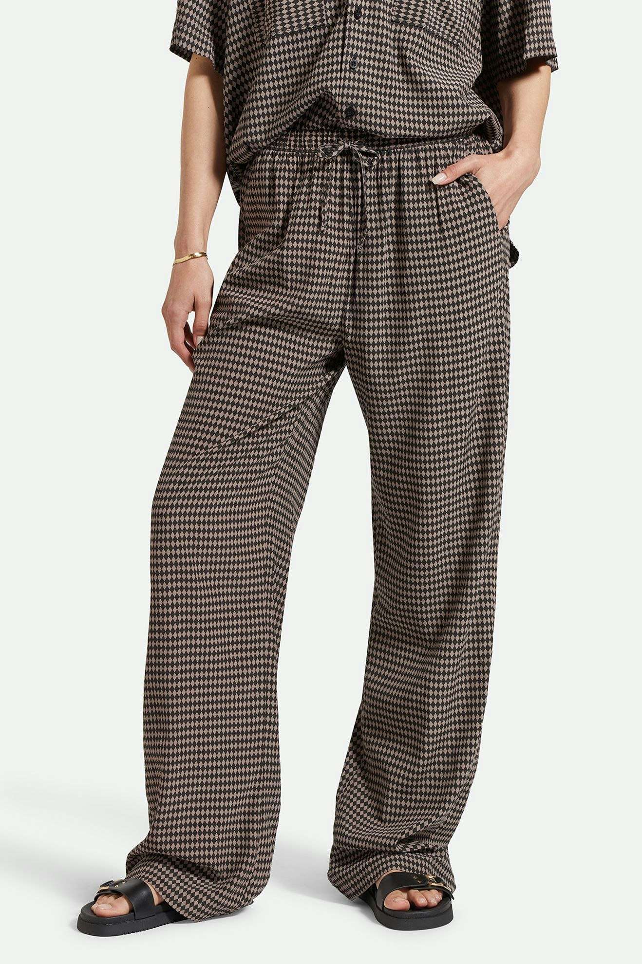 Women's Front Fit | Hudson Lounge Pant - Washed Black/Cinder Grey Diamond Check