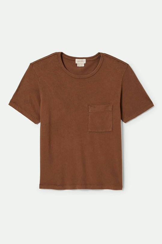 Women's Carefree Organic Garment Dye Perfect T-Shirt in the color Pinecone Brown - Front Product View