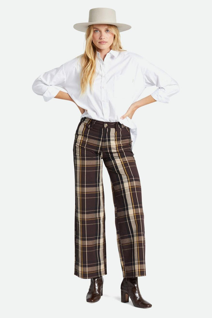 Brixton Victory Full Length Wide Leg Pant - Seal Brown/Bright Gold