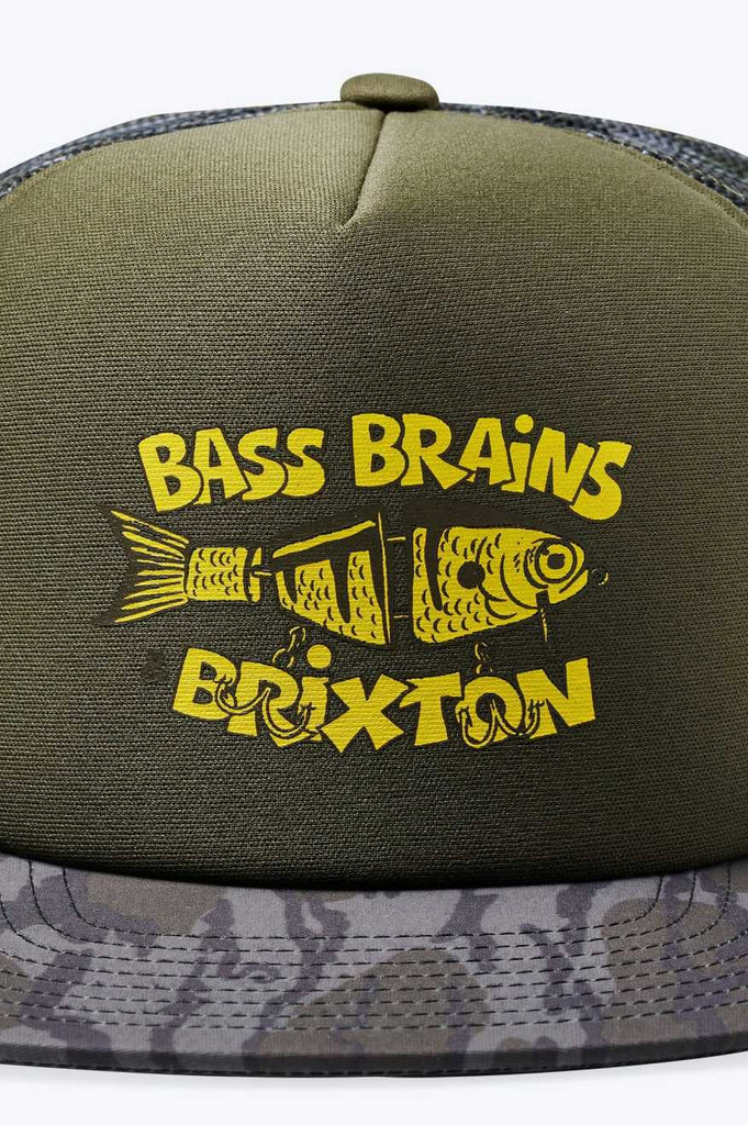 Brixton Men's Bass Brains Bait Netplus Trucker Hat - BB Camo | Extra Shot