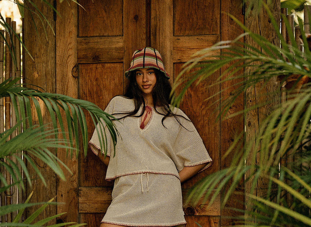 Women's Redding Knit Packable Hat in Peach Cobbler Multi Stripe
