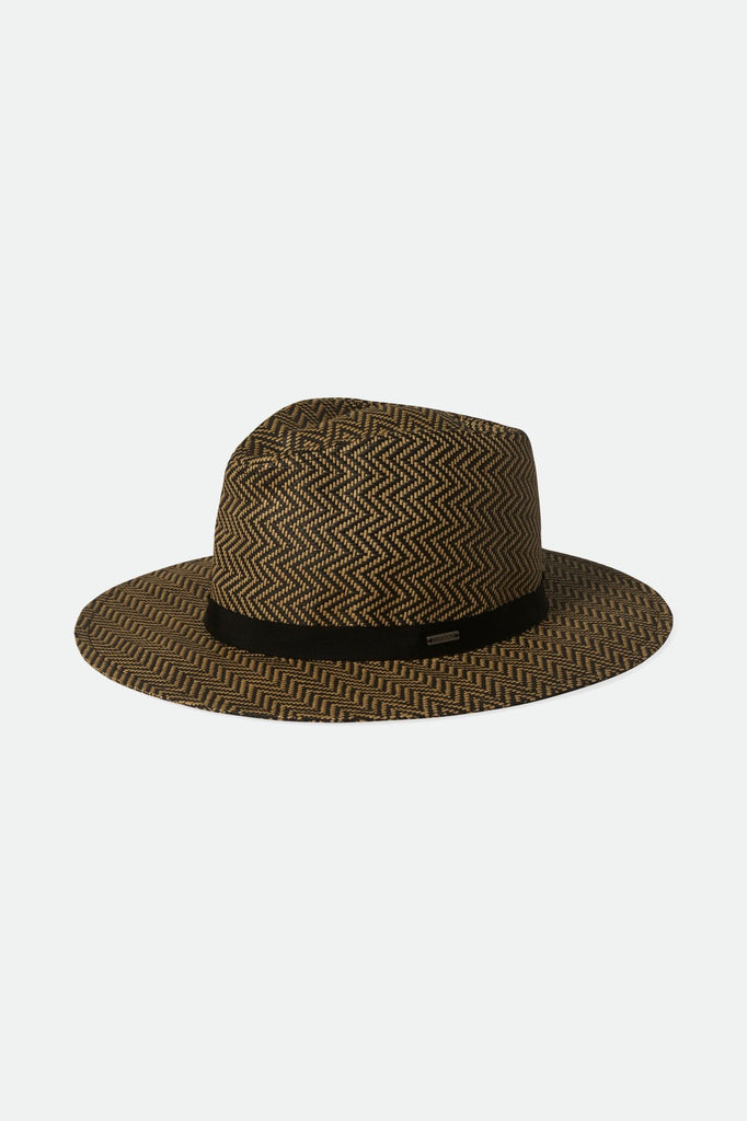Brixton Women's Carolina Straw Packable Hat - Black/Natural | Profile