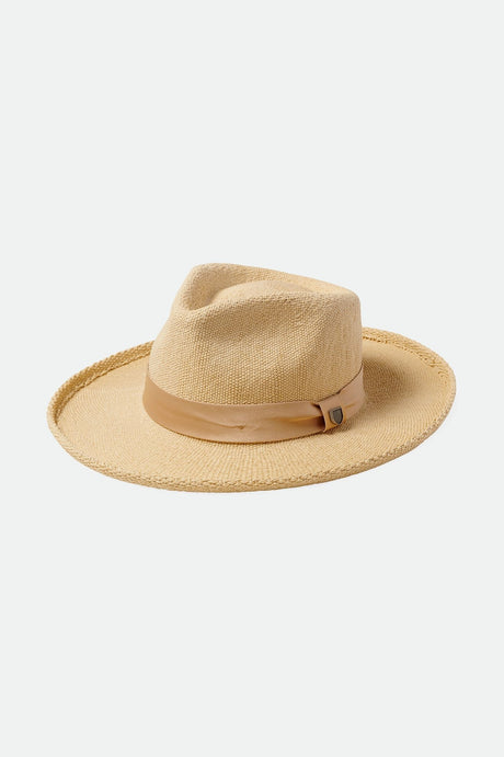 Brixton Women's Victoria Straw Fedora - Natural/Oat Milk | Profile