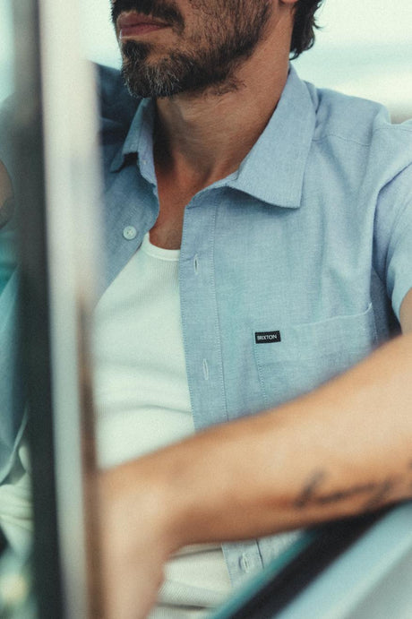 Charter Oxford S/S Woven Shirt - Light Blue Chambray