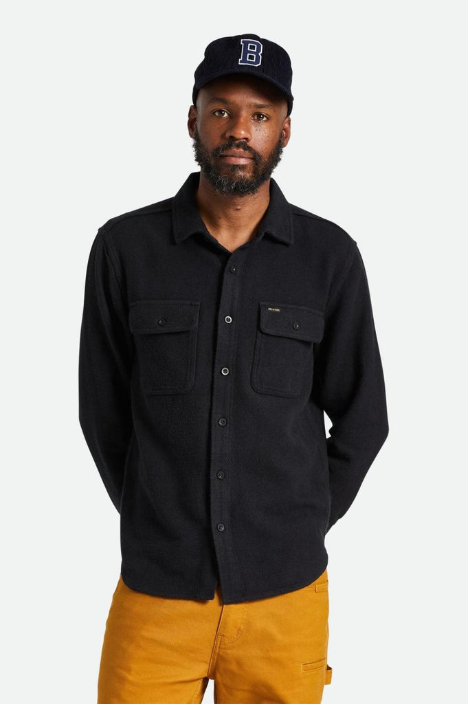 Brixton Bowery Textured Loop Twill Overshirt - Black