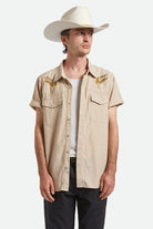 Men's Ford S/S Western Shirt in the color Khaki - Men's Front View