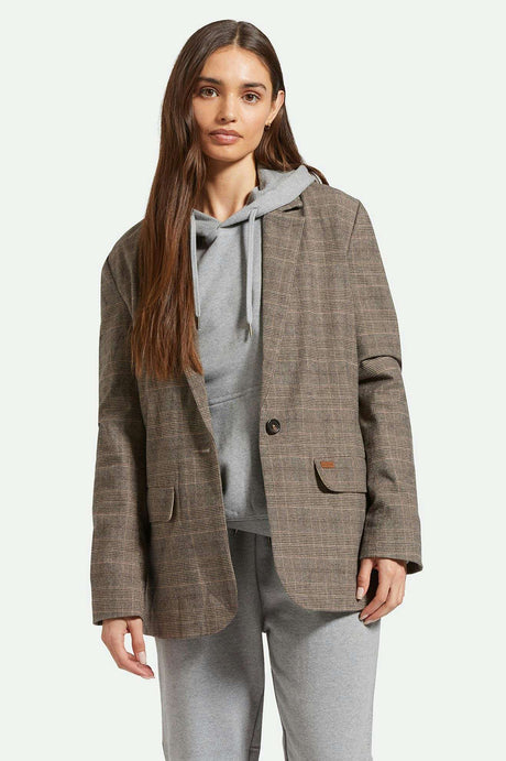 Women's Front Fit | Manhattan Blazer - Brown/Cream Houndstooth