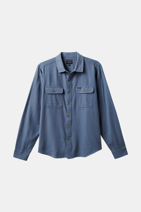 Brixton Men's Bowery Lightweight Ultra Soft L/S Flannel - Flint Stone Blue | Profile