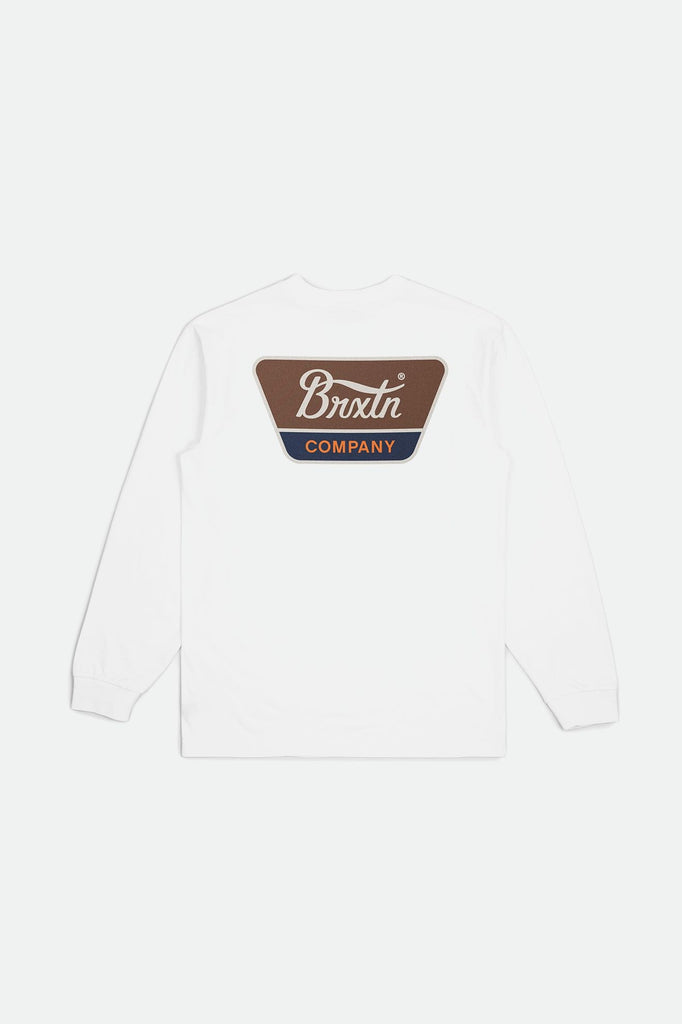Brixton Men's Linwood L/S Standard Tee  - White/Sepia/Beige | Back