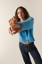 Women's Town Cardigan in the color Electric Indigo - Women's Side View