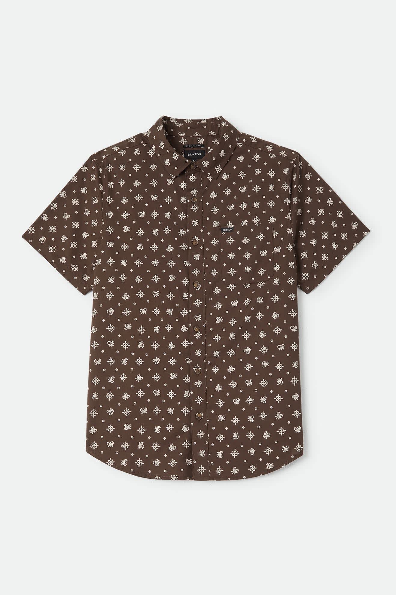 Men's Charter Print Shirt in the color Walnut Brown Bandana - Front Product View