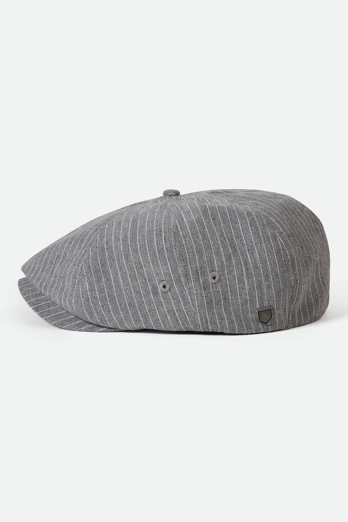 Unisex Brood Lightweight Newsboy Cap in the color Light Grey/White Stripe Chambray - Additional Laydown image