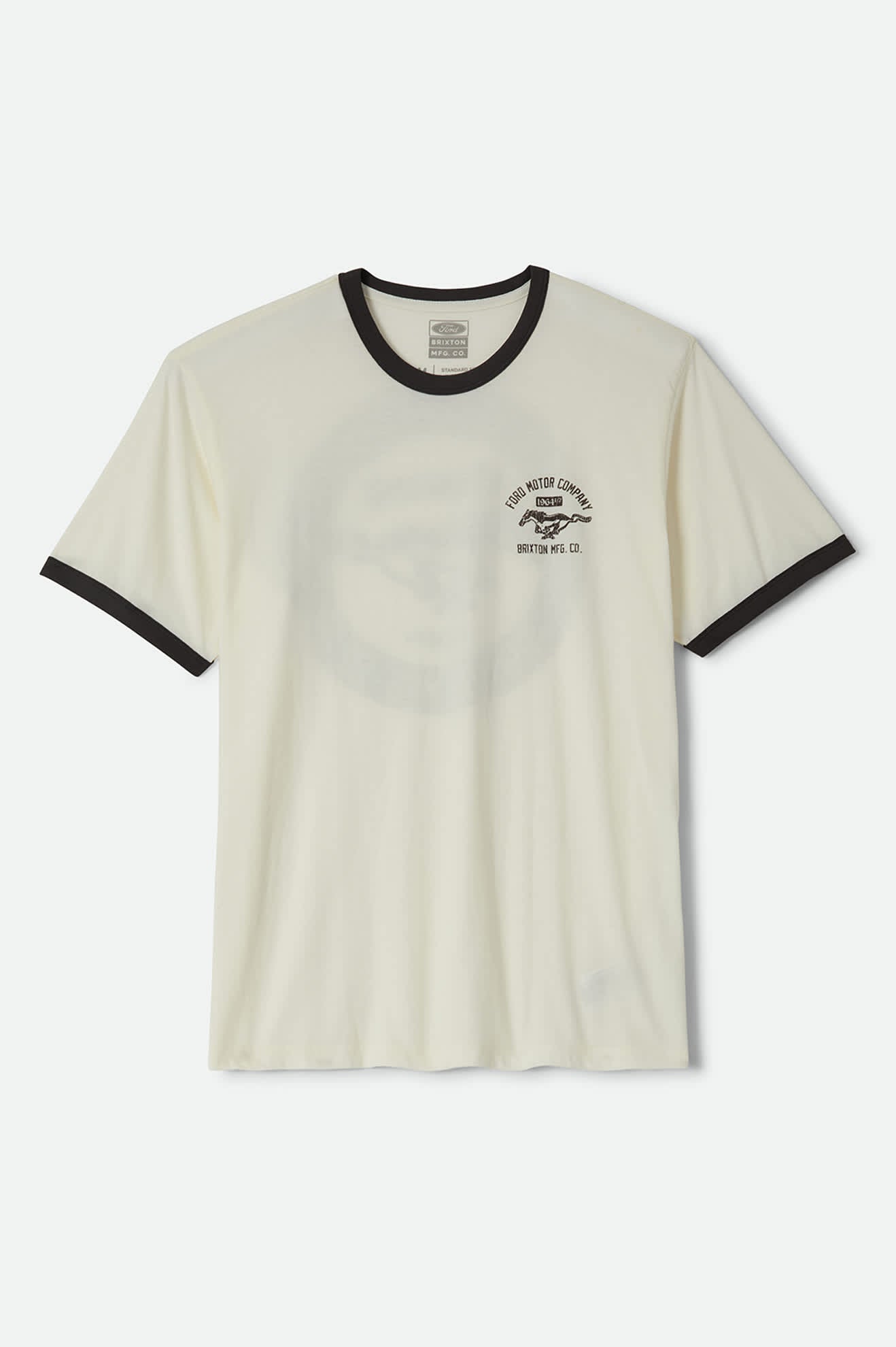 Men's Ford Mustang Ringer T-Shirt in the color Wimbledone White/Burnt Rubber - Front Product View