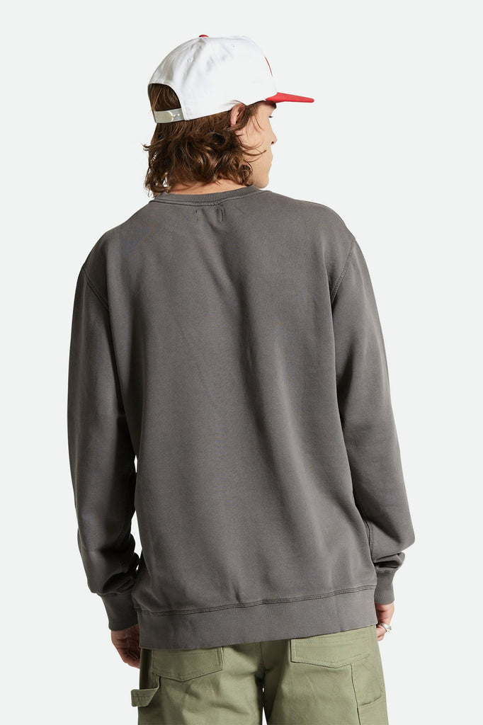 Men's Fit, Back View | Vintage Reserve Cross Loop French Terry Crew - Charcoal Sol Wash