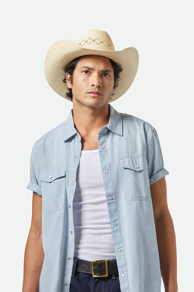 Unisex Laredo Panama Straw Cowboy Hat in the color Catalina Sand - Men's Front View