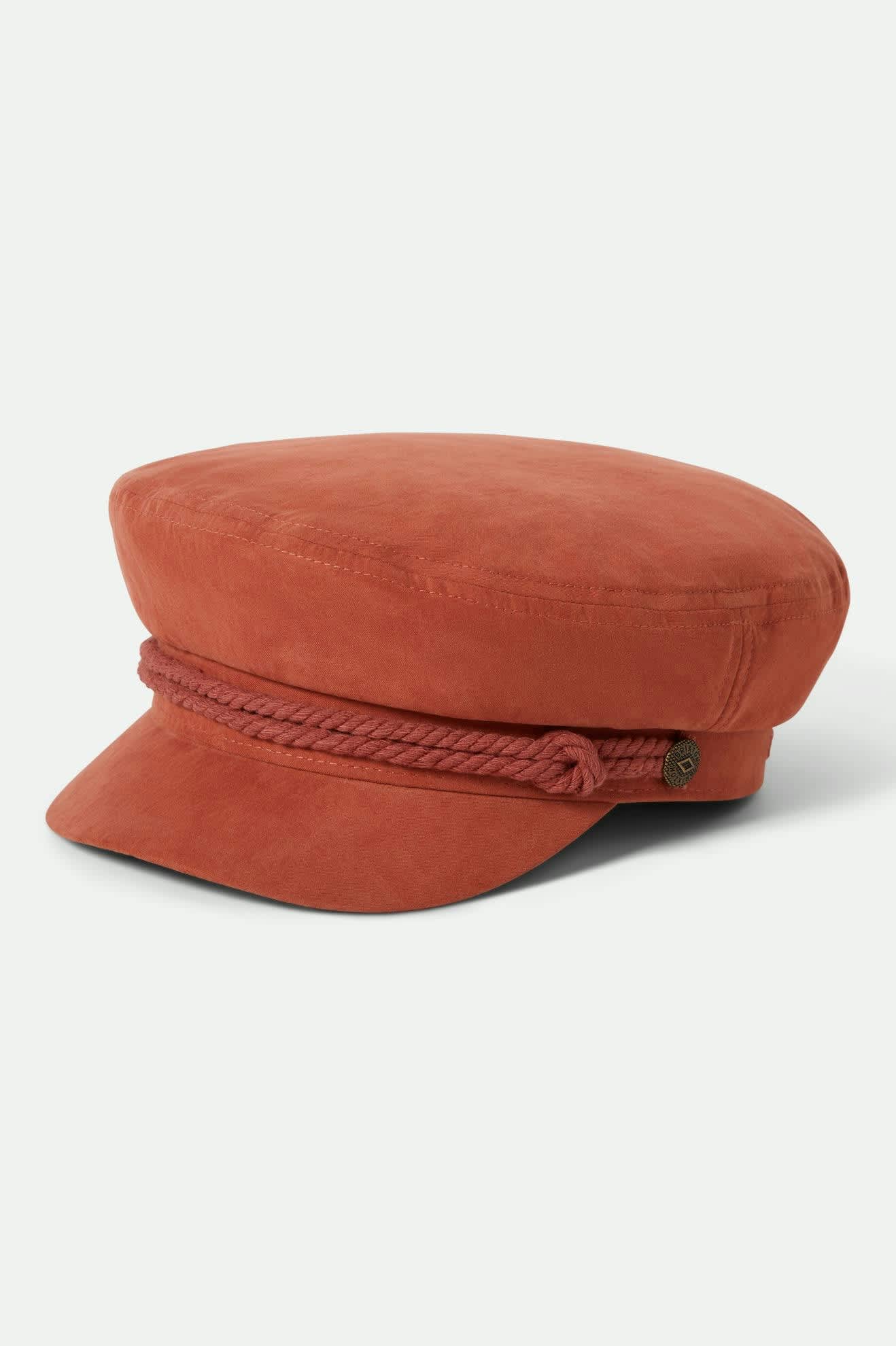 Women's Fiddler Fisherman Cap in the color Terracota Brushed Satin - Front Product View