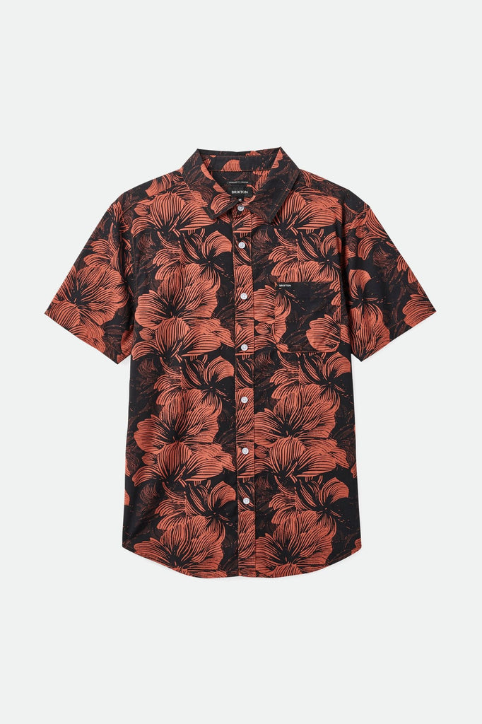 Brixton Men's Charter Print S/S Woven Shirt - Washed Black/Terracotta Floral | Profile