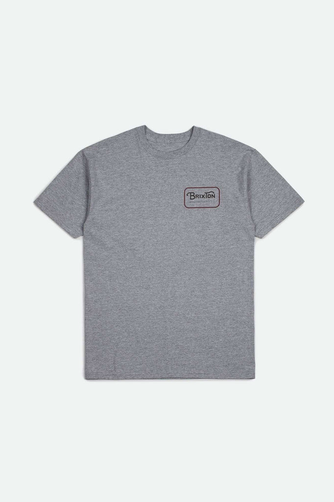 Brixton Men's Grade S/S Standard T-Shirt - Heather Grey/Washed Black/Red | Main