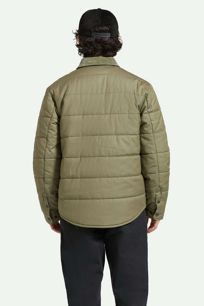 Men's Back Fit Image | Cass Waxed Canvas Jacket - Olive Surplus