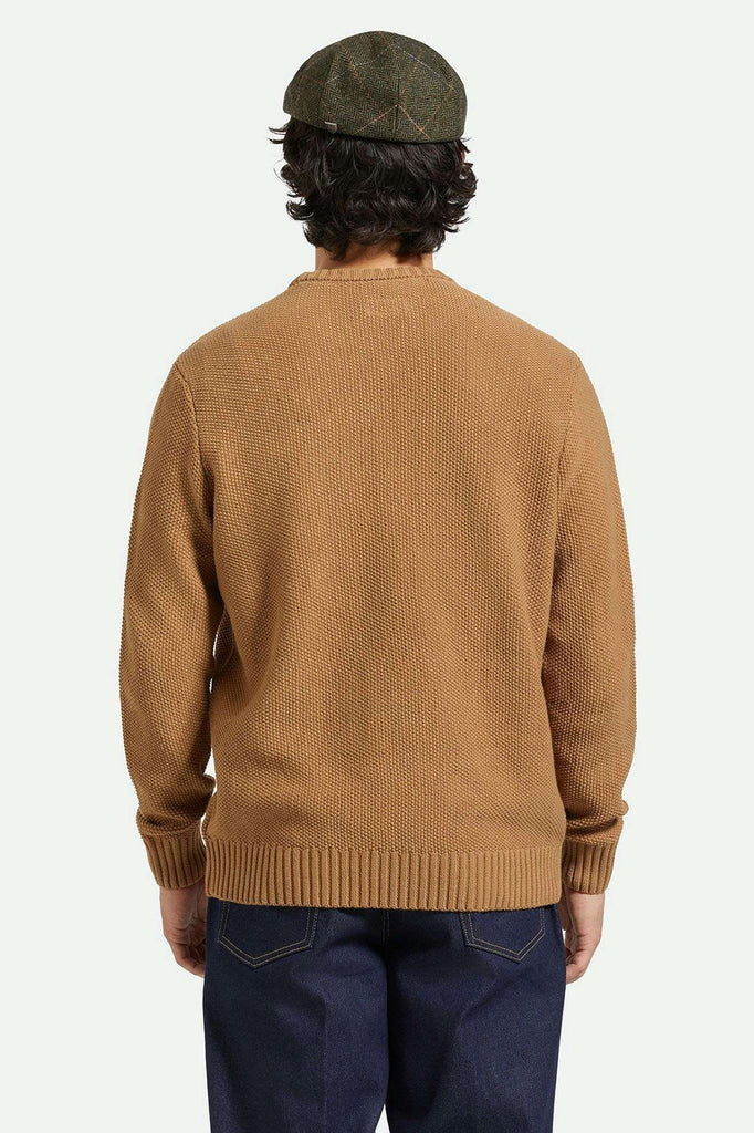 Men's Back Fit Image | Jacques Waffle Knit Sweater - Tiger's Eye