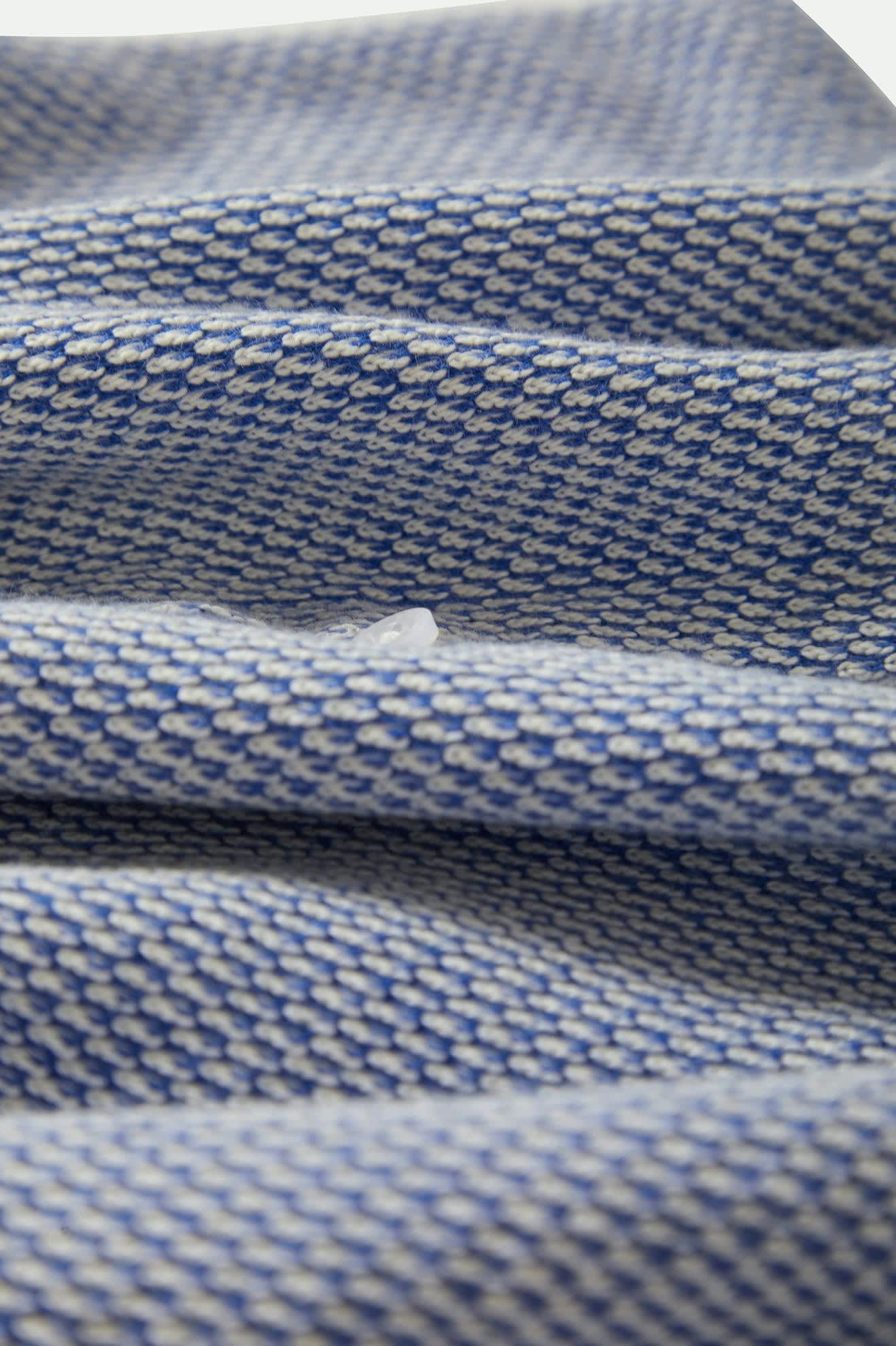 Women's The Weekend Cross Loop French Terry Top in the color Off White/Electric Indigo - Additional Laydown image