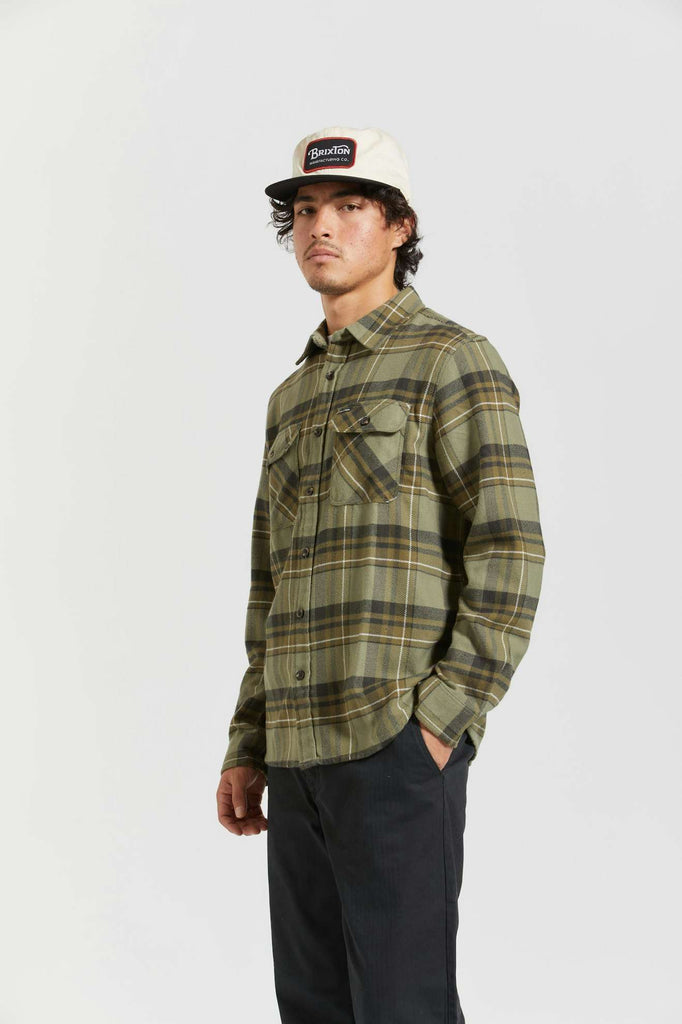 Men's Side Fit | Bowery L/S Flannel - Vetiver/Laurel Wreath/Washed Black