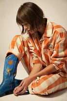 Women's Bedford Pant in the color Tangerine Gingham - Additional Fit image